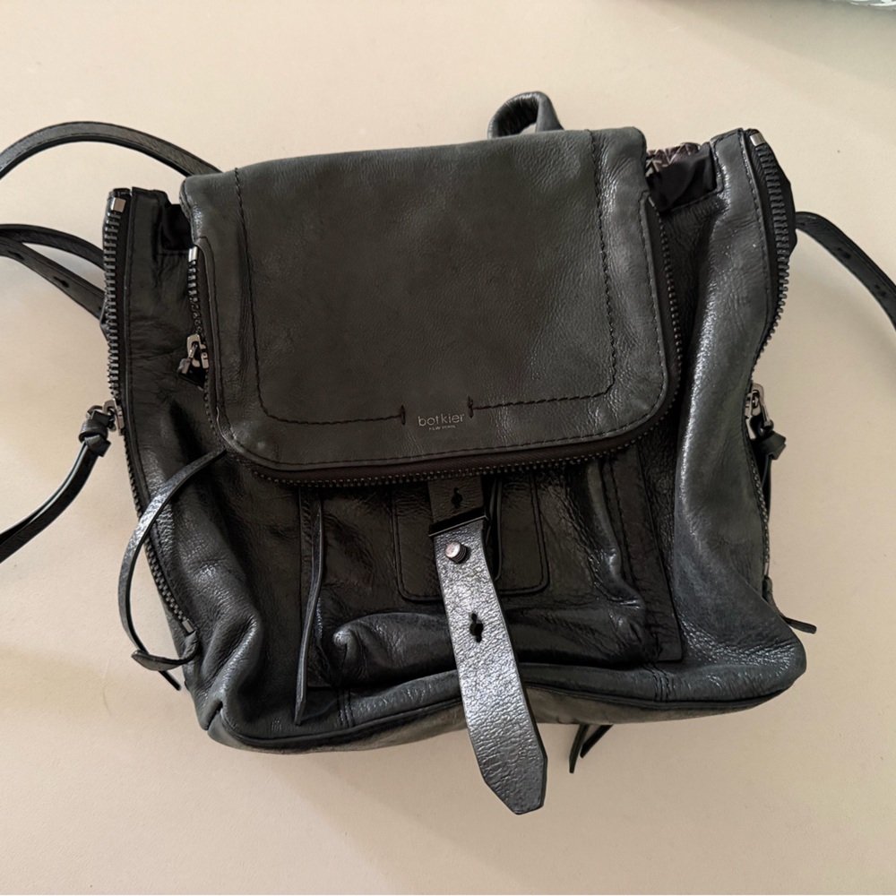 Botkier Iridescent Black Leather Mini Backpack